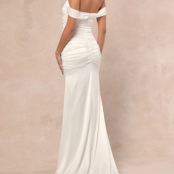 Lulus Dresses & Skirts - Lulus Torri White Satin Off-the-shoulder Maxi Dress - Size L